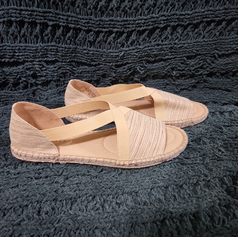 TALBOTS Ilyssa Elastic Straw Espadrille Flats - Corn Silk